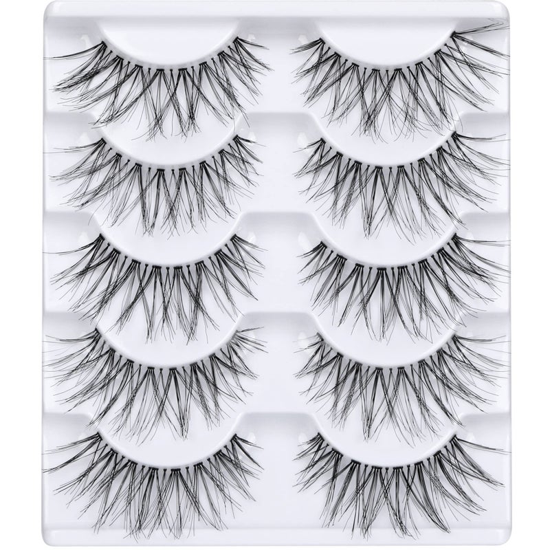 LANFLOWER False Eyelashes Glamour Fake Lashes Reusable Handmade (5 Pairs) - Image 1